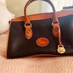 Dooney & Bourke Black and Tan Leather Satchel